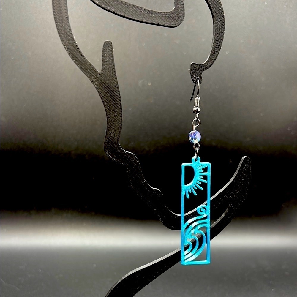 Handmade Blue Wave Earrings - Picture 4 of 6
